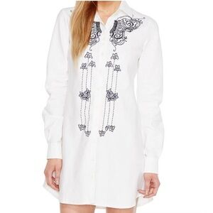 Union of Angels Cindy Bapst Aurora Cotton Shirt Dress Button Up Boho Native Sz S